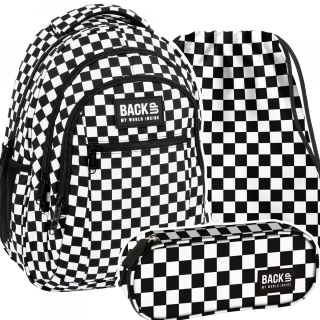 Záložný viackomorový školský batoh biely, čierny 26 l + 2 ďalšie produkty